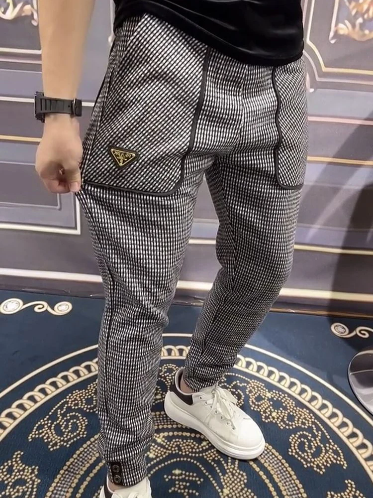 Casual Pants Dark Grey Plaid Pants Pitting Plaid Pants Cool