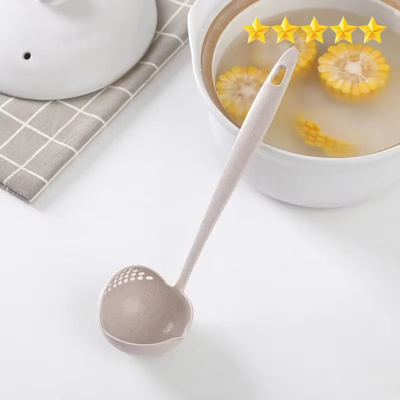 Kitchen Cutlery Multifunctional 2-in-1 spoon filter fondue skimmer scoops porridge ladle Long spoon