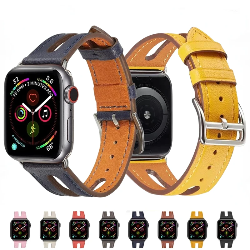 

Leather strap For Apple watch Ultra 49mm 8 7 45mm 41mm Quality replacement wristband For iwatch series 6 5 4 3 SE 44mm 42mm 40mm