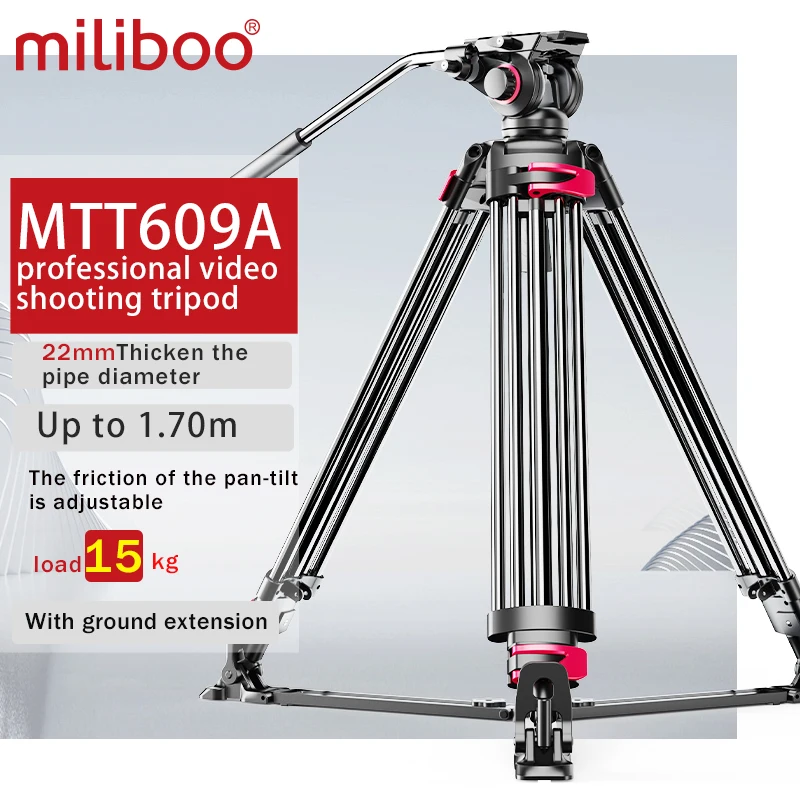 miliboo MTT609A Professional Heavy Duty Hydraulic Head Ball DSLR/Camera Tripod/Stand/support/bracket For Video Load 15 kg Max