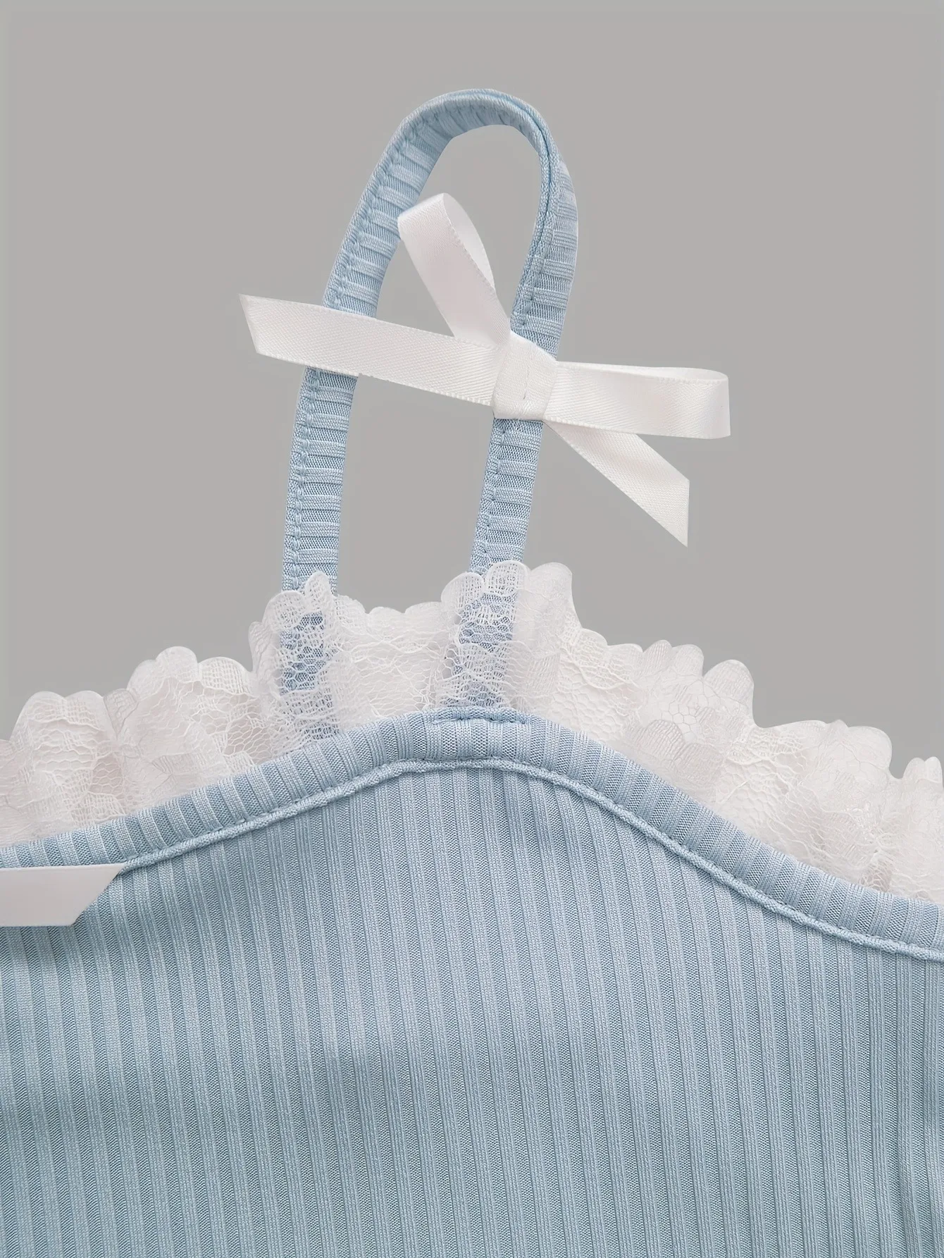 Girls 2-Pack Lace Trim Bow Detail Ribbed Cami Crop Tops Coquette Aesthetic Summer Tank Tops - 6