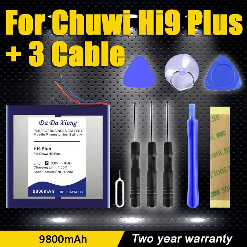 

For Chuwi Hi9 Plus Hi9Plus Tablet Battery NewBattery 3.8V 9800mAh Replacement 3 Cable Battery 3 Cords + Tools