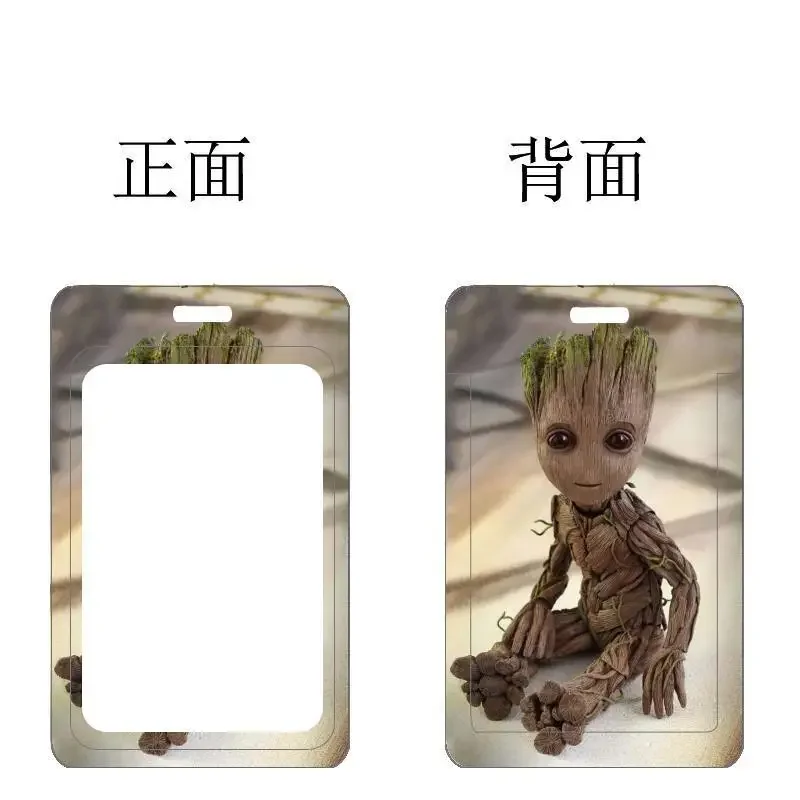 Marvel Baby Groot Card Holder Anime Movie Avengers Pattern Long Lanyard Bank Card Case Children Multifunctional Meal Card Cover