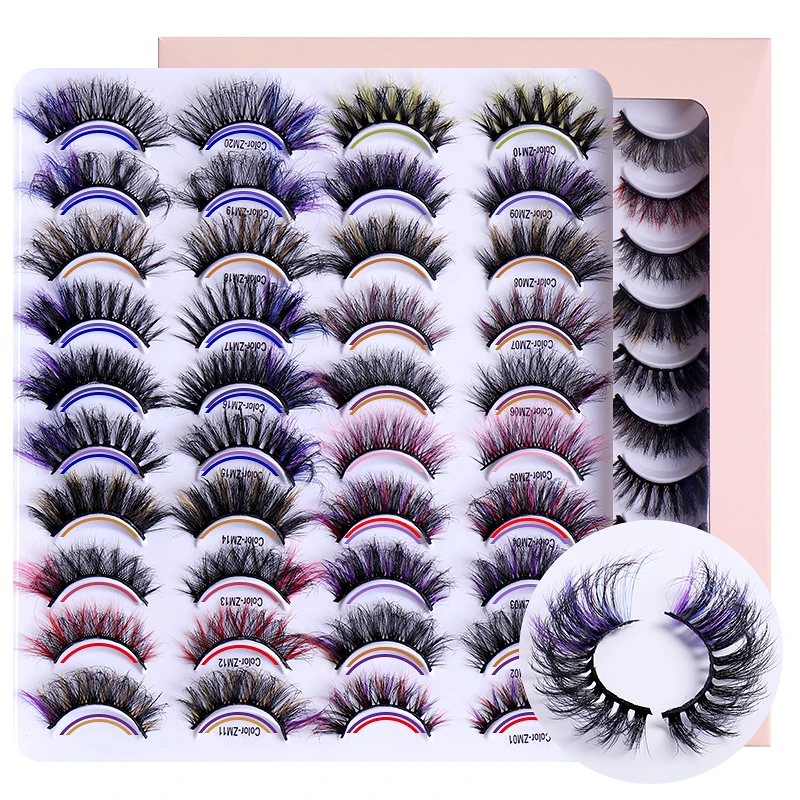 

20pairs Natural Eyelashes Extension Transparent Stalk Band Faux Mink Lashes Reusable False Eyelashes Fluffy lash boxes packing