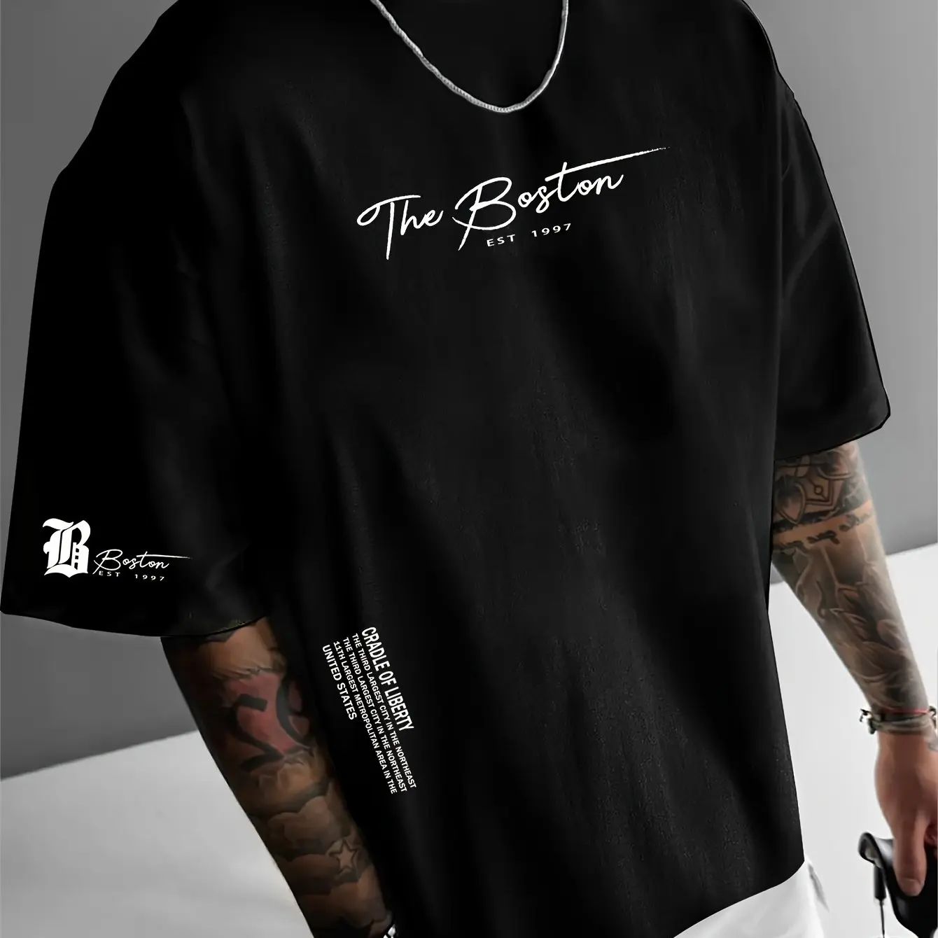 تي شيرت رجالي صيفي 100 قطن عصري كاجوال رياضي فضفاض...