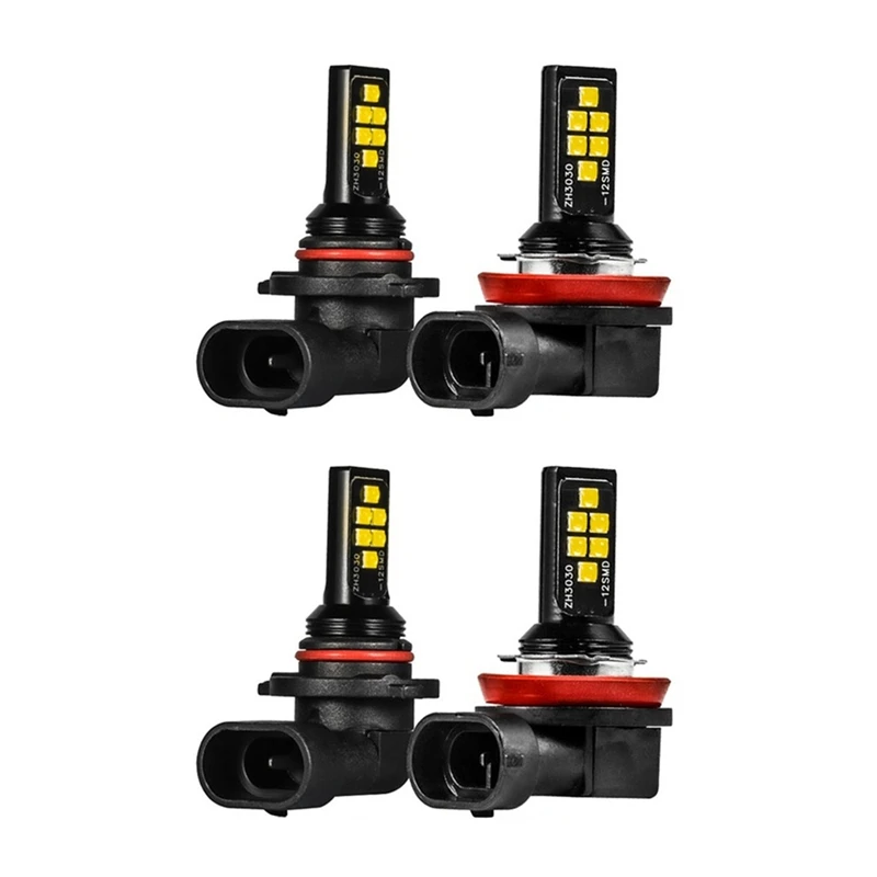 

4Pcs Car Highlight Fog Light H8/H11 3030 12Smd Cold White Decoding Flash LED Anti-Fog Lamp