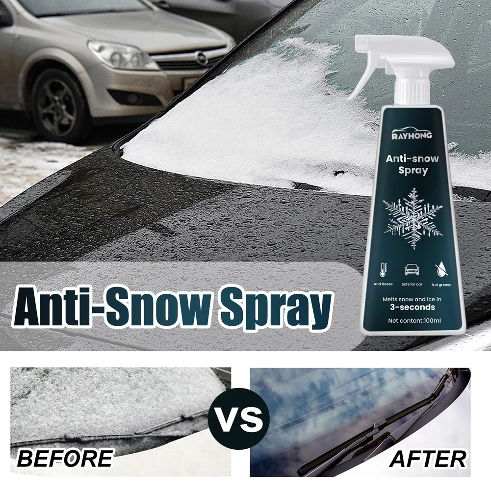 Snow Melting Defrost Liquid Instantly Melts Ice Car Window Glass Deicing Fast Ice Melting Spray for Car Windshield Window Mirror