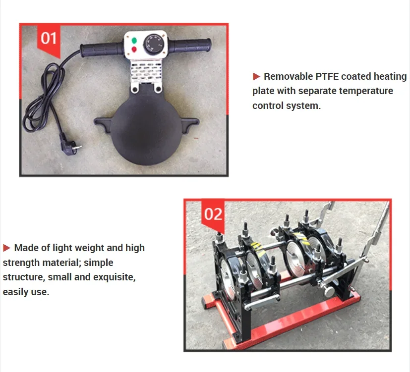 Polyfusion 63-160mm Manual Hand Screw Butt Fusion Welding Machine Hdpe Pipe Plastic Welders Thermofusion Welding Machine 5