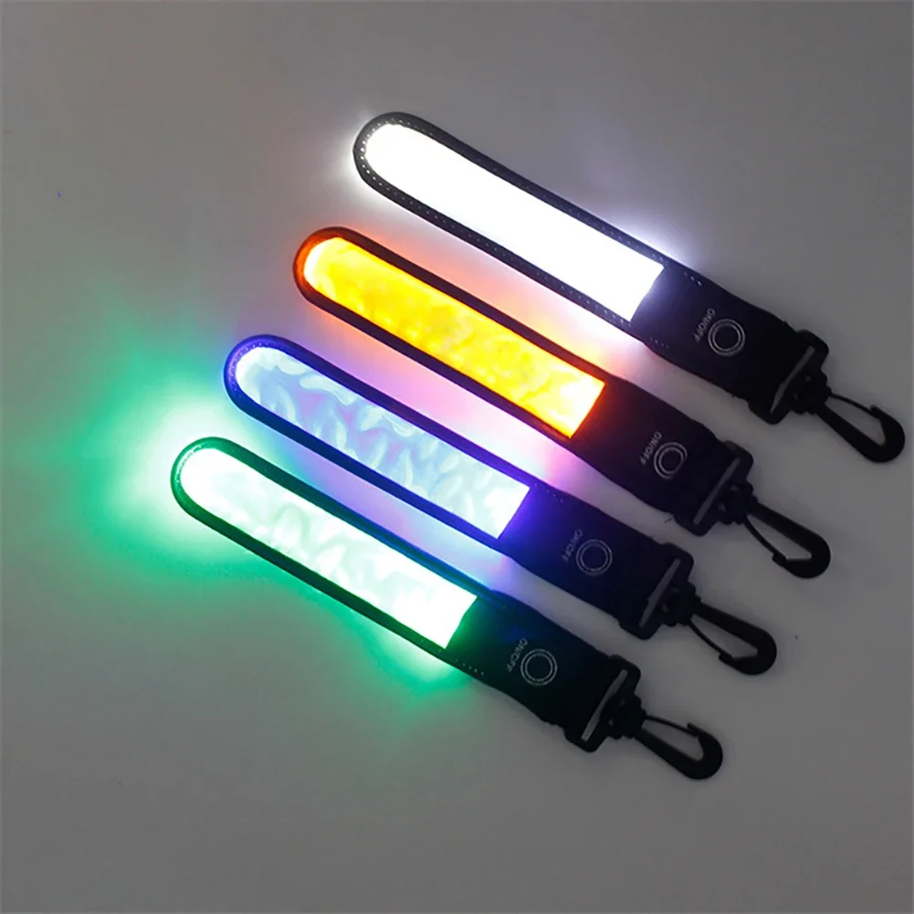 Backpack Reflective Strip Cycling Hiking Bag LED Reflector Light Reflect Bag Night Safety Walking Running Safety Pendant