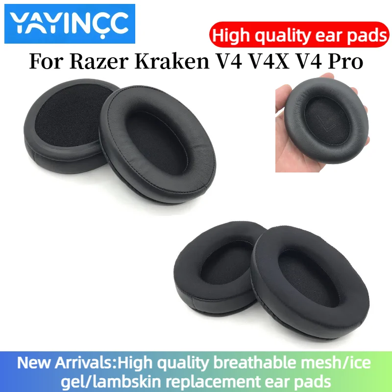 YAYINCC Ersatz-Protein-/Ice-Gel-Ohrpolster für Razer Kraken V4 V4X V4 Pro Kopfhörer Weiche Schaumstoff-Ohrpolster Hohe Qualität