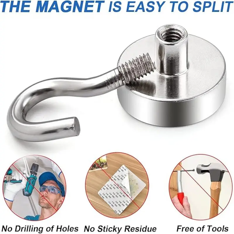 Magnetic Hooks Heavy Duty,Strong Magnet Hooks for Cruise Essentials, Neodymium Earth Magnets with Hook for Hanging 2