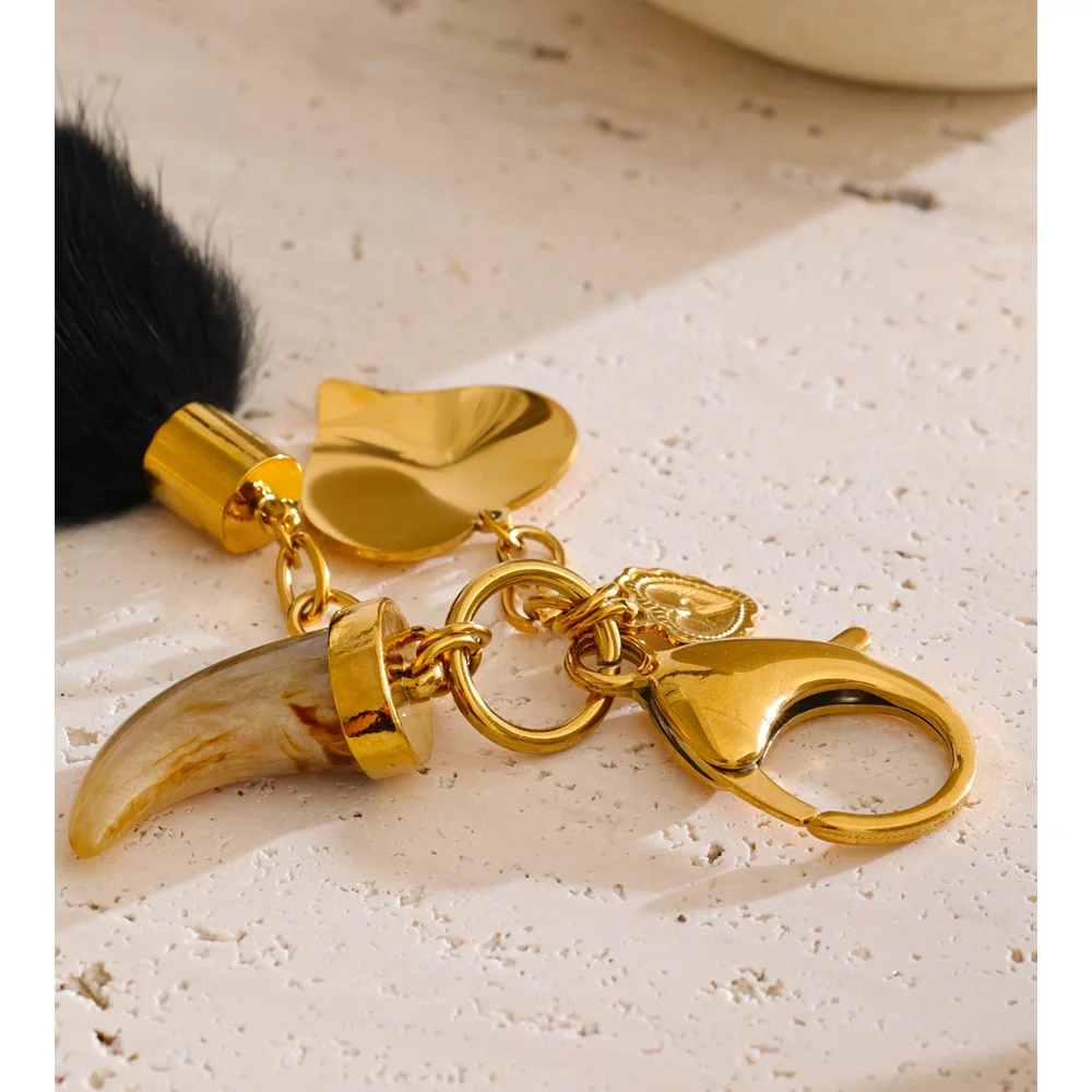 Yhpup Stainless Steel Resin Key Chain for Women