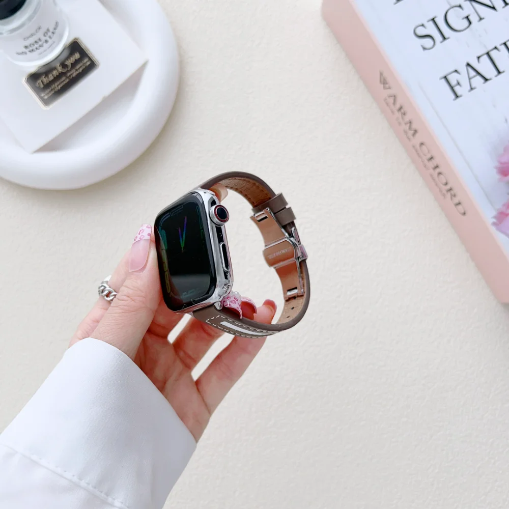 Leather Strap for Apple Watch Band 49mm 45mm 41mm 44mm 40mm 42mm 38mm Bracelet Wristband iWatch Series 8 Ultra 7 6 5 4 3 SE Belt