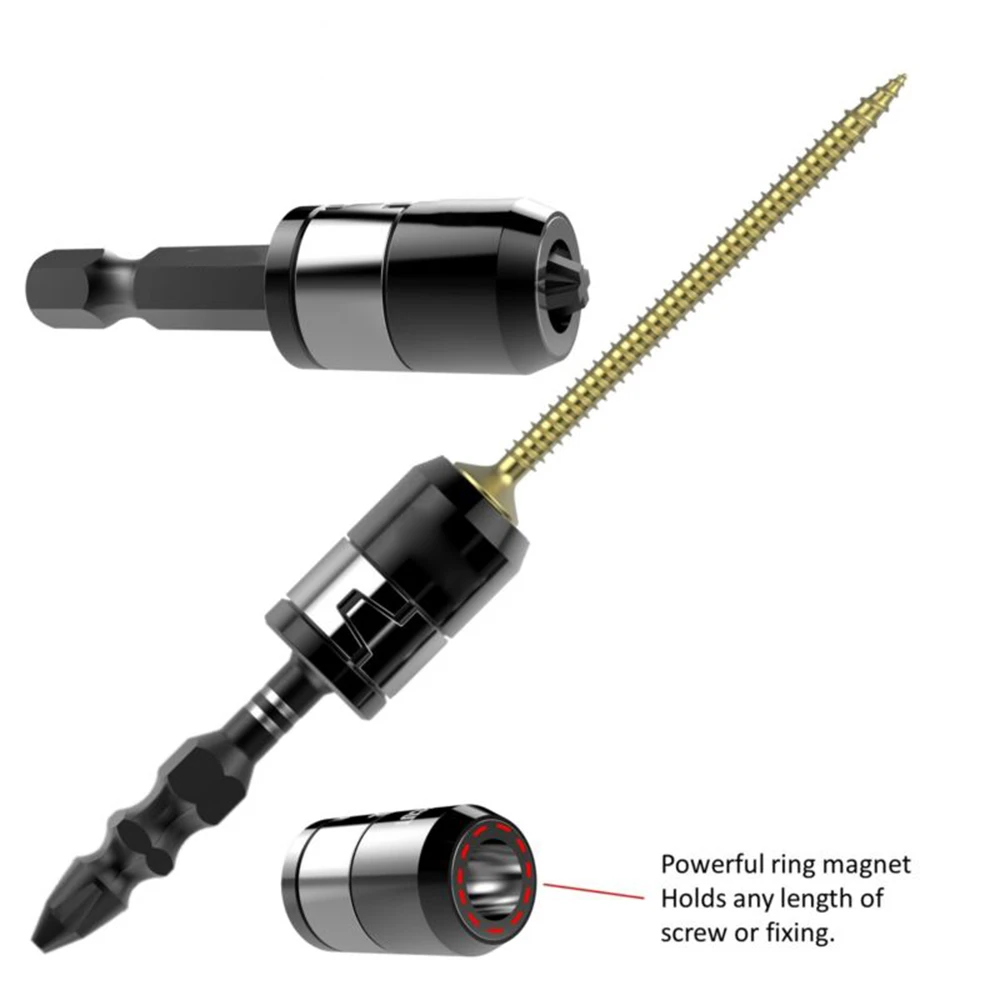 

5PCS Magnetizer Ring Screwdriver Bit Set Universal 21mm Removable Magnetic Steel Hand Operated Tools Toolbox Socket Set HRC60