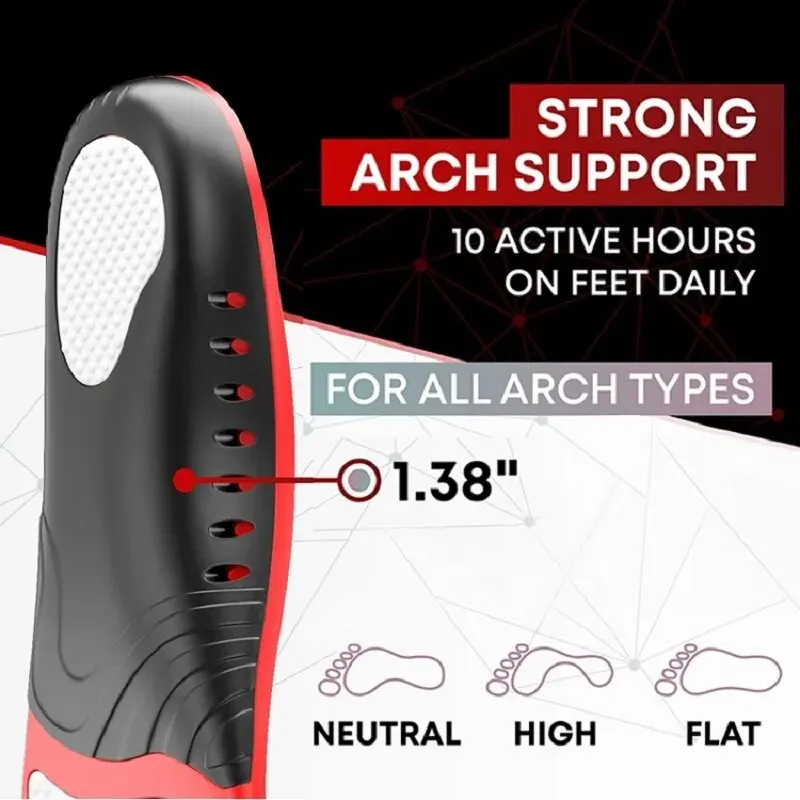 Solette ortopediche premium per gel PU Assorbimento degli urti Suola traspirante Soletta sportiva per supporto dell'arco plantare Piedi per la cura del dolore_voghion.com
