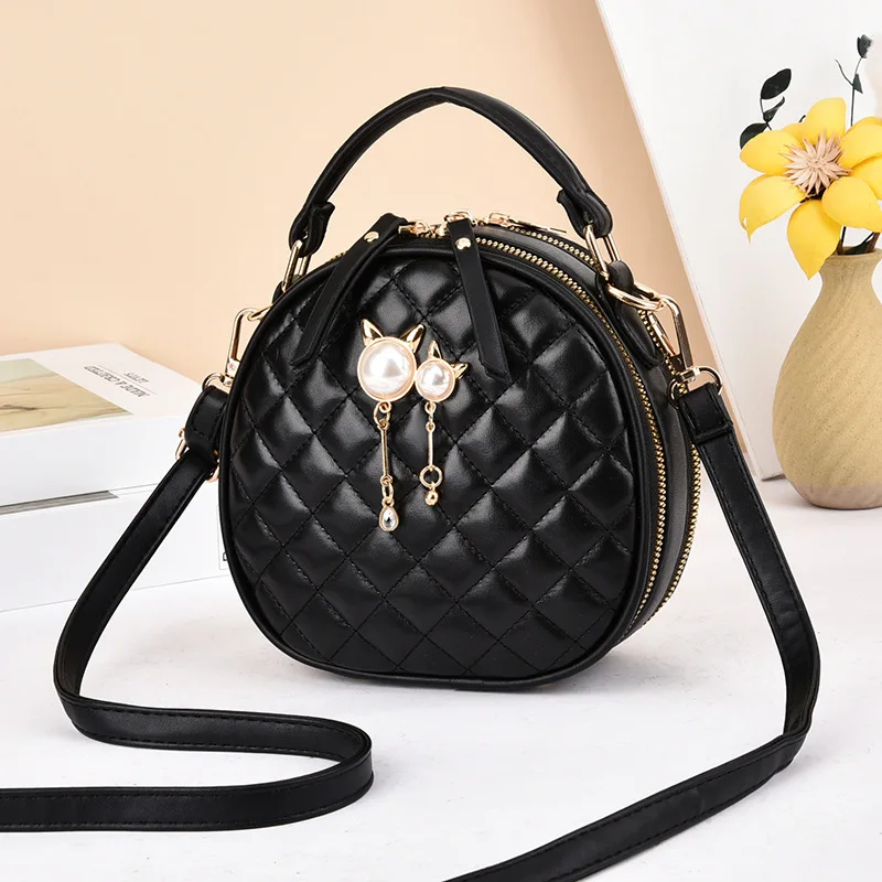 

Small Crossbody Bags for Women Sling Shoulder Bag Pu Leather Fashion Trend Plaid Round Bag Ladies