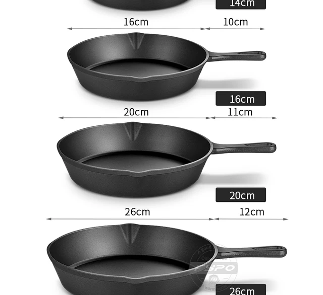 14/16/20cm Cast Iron Frying Pan Non-stick Skillet Kitchen Frying Pot  Breakfast Pan Egg Pancake Pot Induction Cooking Cookware - Pans - AliExpress