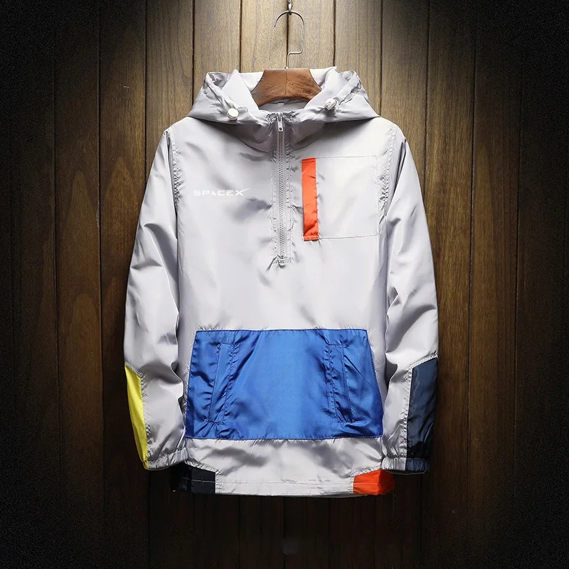 SpaceX2024 Men's Fashion Autumn Bomber Jacket Zipper Coat Spring Autumn Business Casual Fashion Outdoor Sports Hoodie