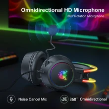  ONIKUMA Dynamic RGB Gaming Headset with Mic Over-Ear Headphones Surround Sound for PC Gamer PS4 PS5 Options Game Movie Music 