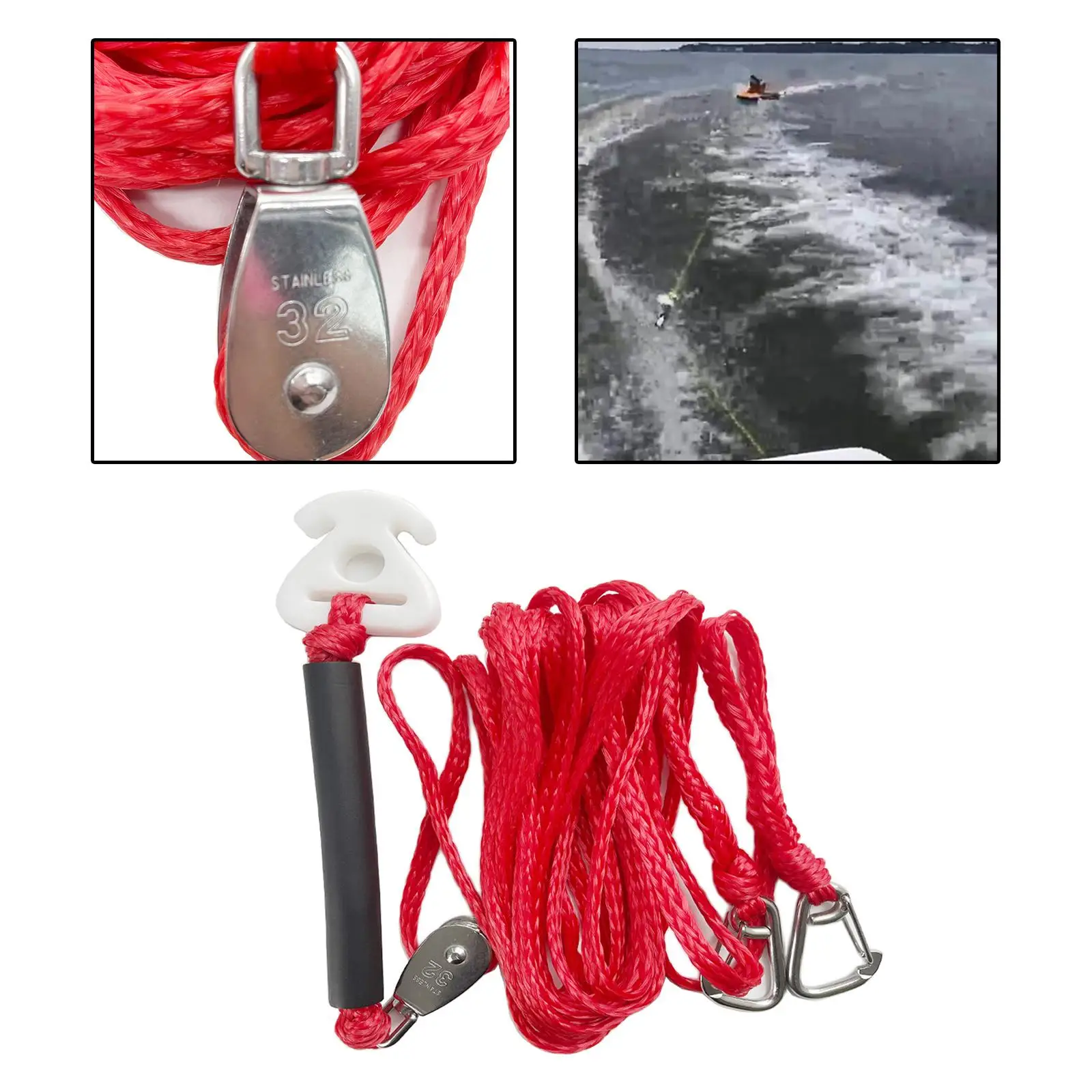 Tow Harness Watersports Rope Hook 12ft Connector & Pulley for