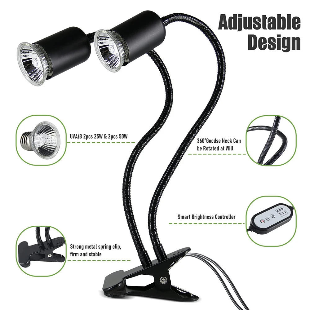 Neeenn Hermit Crab Heat Lamp, Reptile Heat Lamp With Clamp