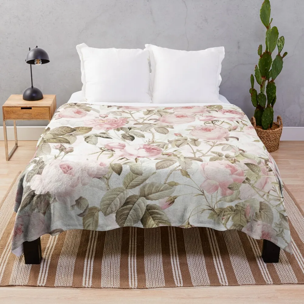

Sepia Old Vintage Roses on Pink Pattern Throw Blanket Multi-Purpose wednesday