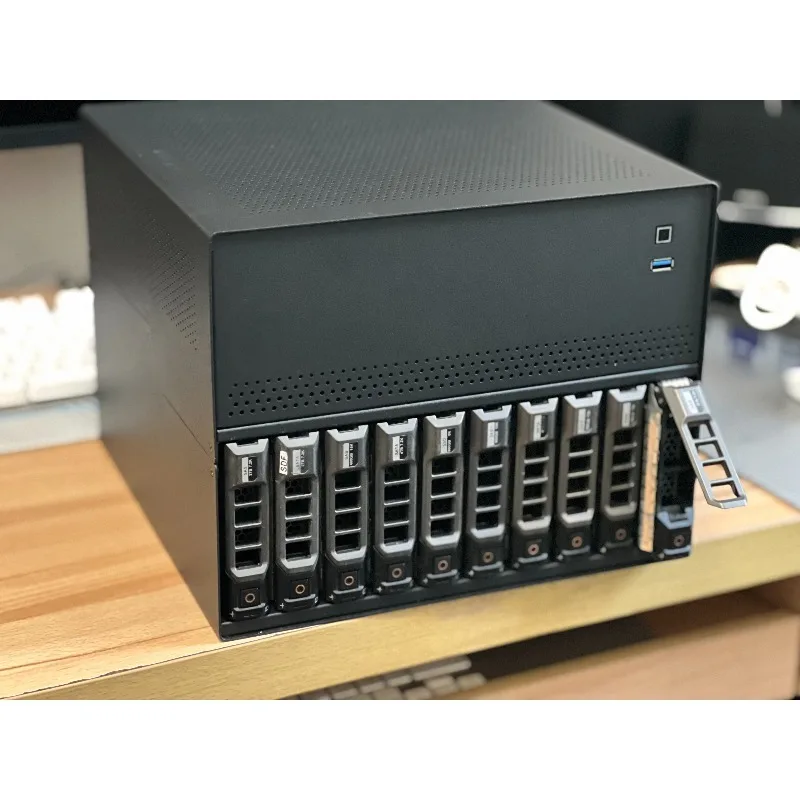 12베이 핫스왑 NAS 섀시 N10, 알루미늄, 4개의 PCIe 슬롯, MATX 보드 및 1U PSU 지원, 대용량 스토리지용
