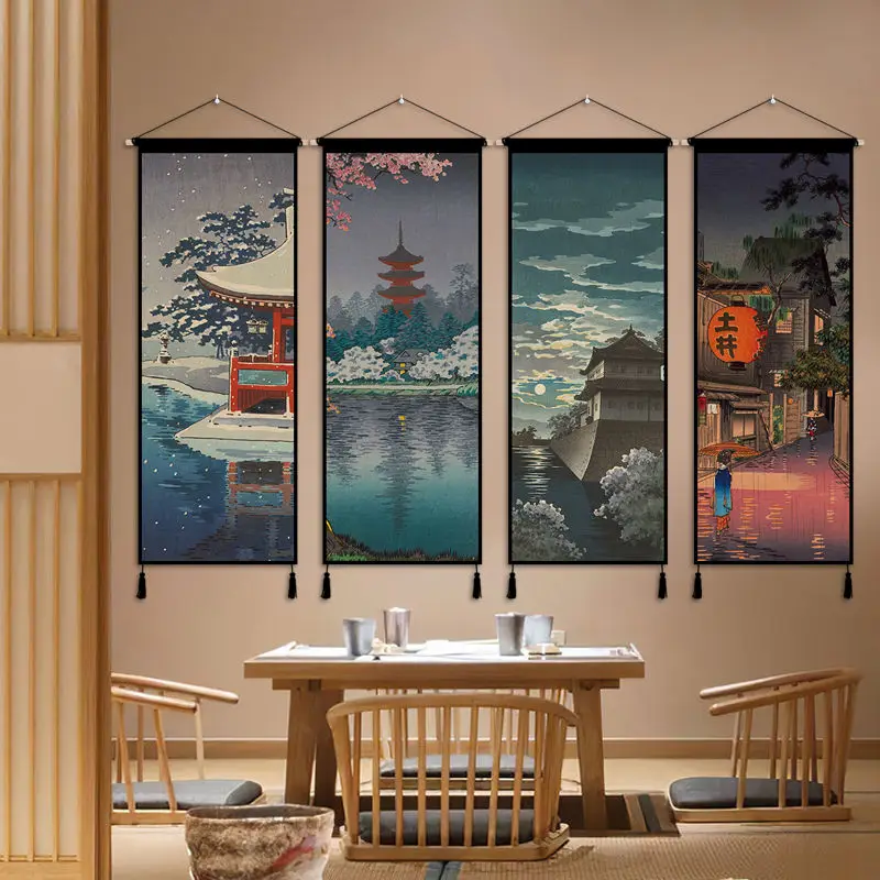 

Japan Style Scroll Wall Paintings Vintage Room Decor Aesthetic Living Room Hallway Home Decoration Tapestry Wall Art Hanging