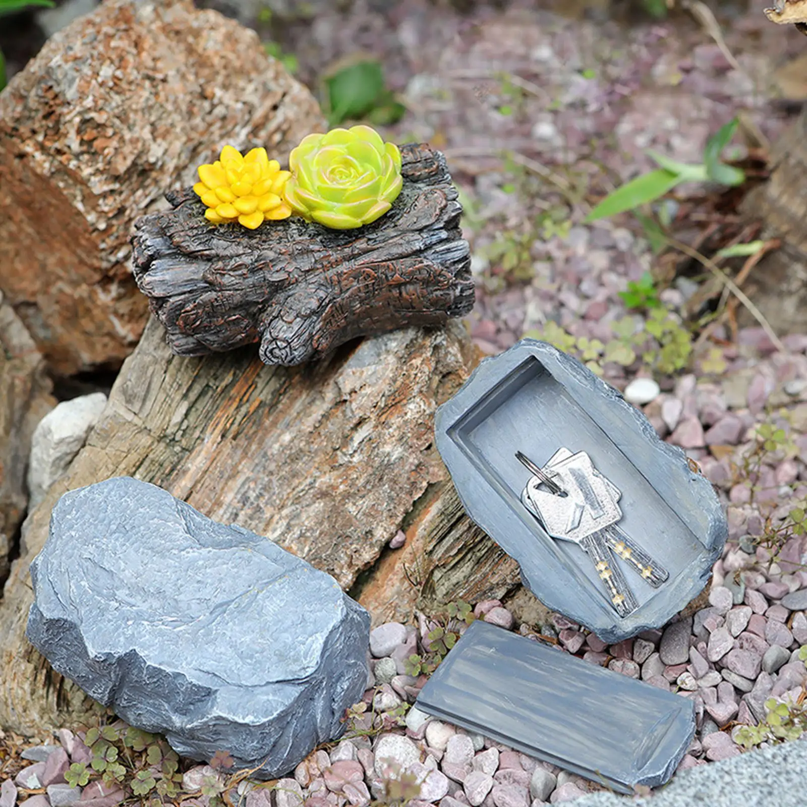 Outdoor Simulation Stone Key Hider Hide A Spare Keys In Stone Resin Ornament Craft For Yard Garden Safety Storage Box Decoration