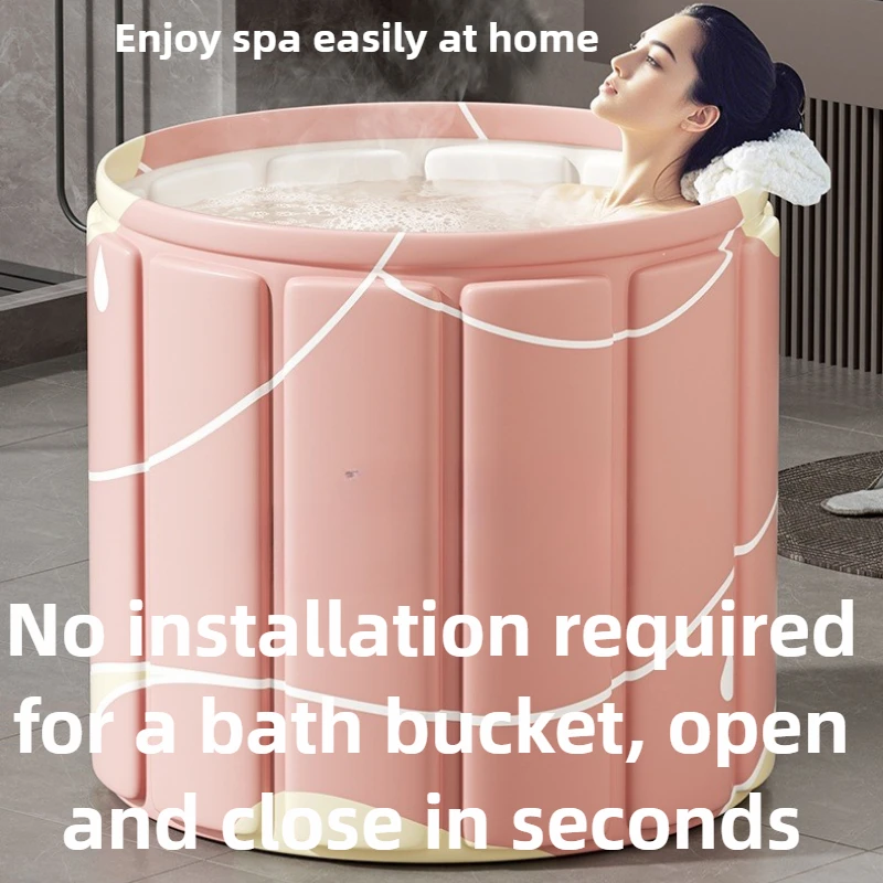 Portable Folding Bath Bucket Children's Sitting Tub Swimming Bucket Adult Bathtub Full Body Tub Waterproof Fabric Material 70*65