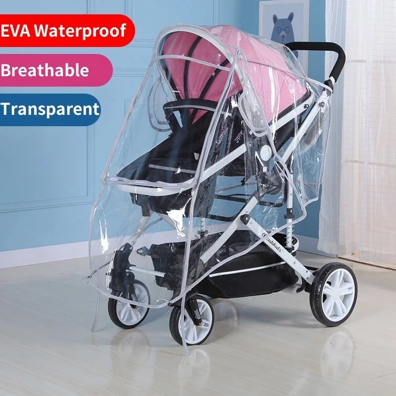 Universal Stroller Rain Cover Baby Car Wind Dust Shield Transparent Waterproof Breathable Trolley Umbrella Raincoat Accessories