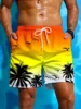 Vacation Men's Palm Tree Print Drawstring Waist Board Shorts Summer  Fashion Swim Trunks 3D Print Breathable Short Streetwear 3