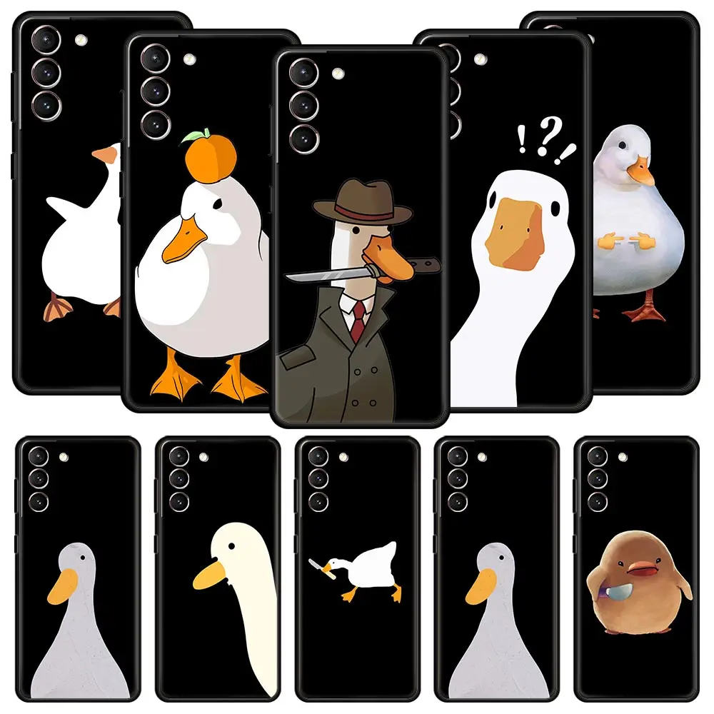 

Cartoon Doubt Duck Phone Case For Samsung Galaxy S23 Ultra S22 S21 S20 FE 5G S10 S10E S9 S8 Plus Note 20 Silicone Cover Bumper