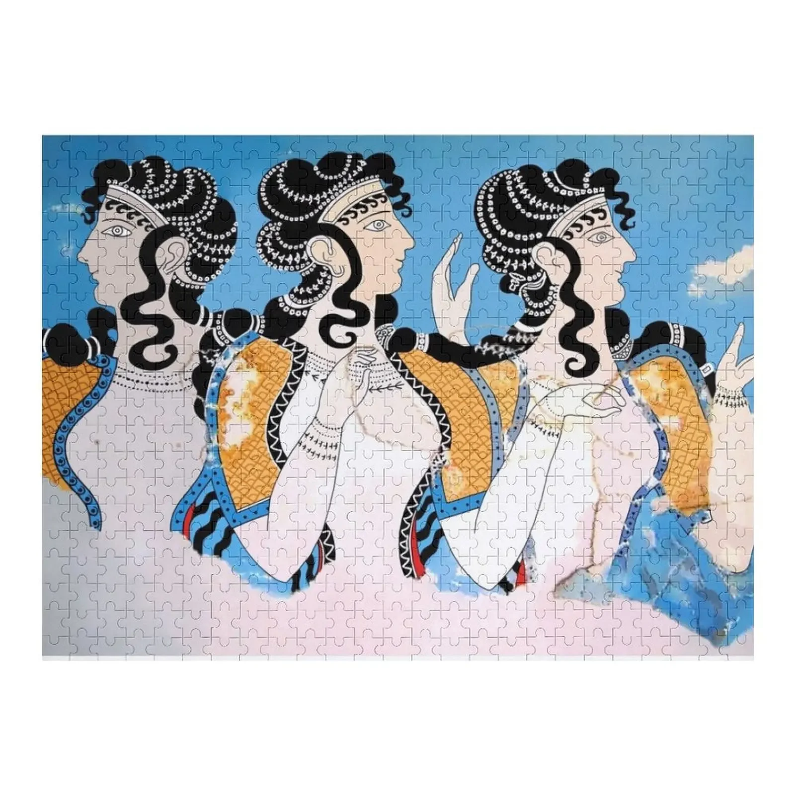 Minoan Ladies in Blue Fresco Art Jigsaw Puzzle Wood Name Personalized Baby Toy Customized Toys For Kids Puzzle