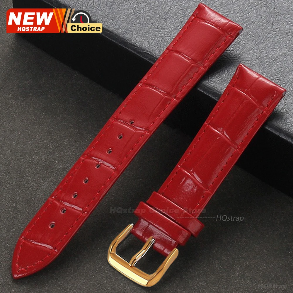 Universal Calfskin Leather Watch Strap with Gold Clasp & Adjustment Tool - Premium Wristband