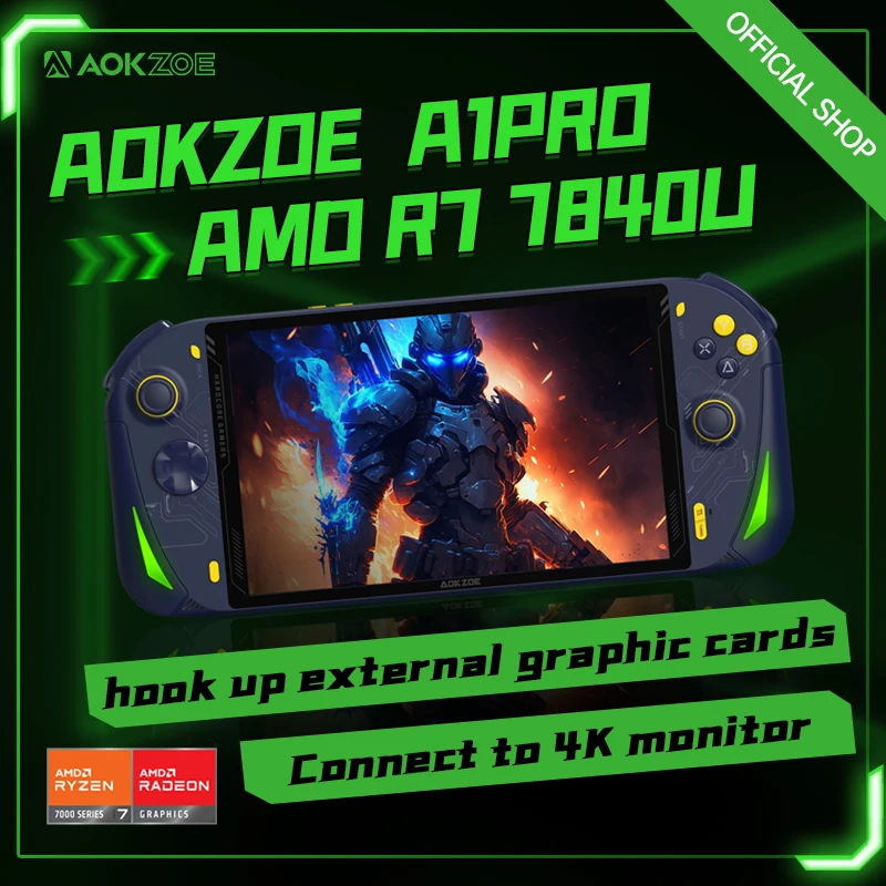 Aokzoe A1 Pro 8 "Console Di Gioco Portatile Laptop Amd Ryzen 7 7840U Mini Pc Lpddr5X Wifi6 Notebook Touch Screen