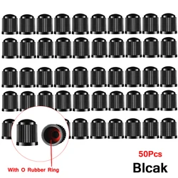 Premium Airtight Seal Tire Valve Caps - Durable Plastic Dust Covers with O - Ring Protection (50pcs - Black)
