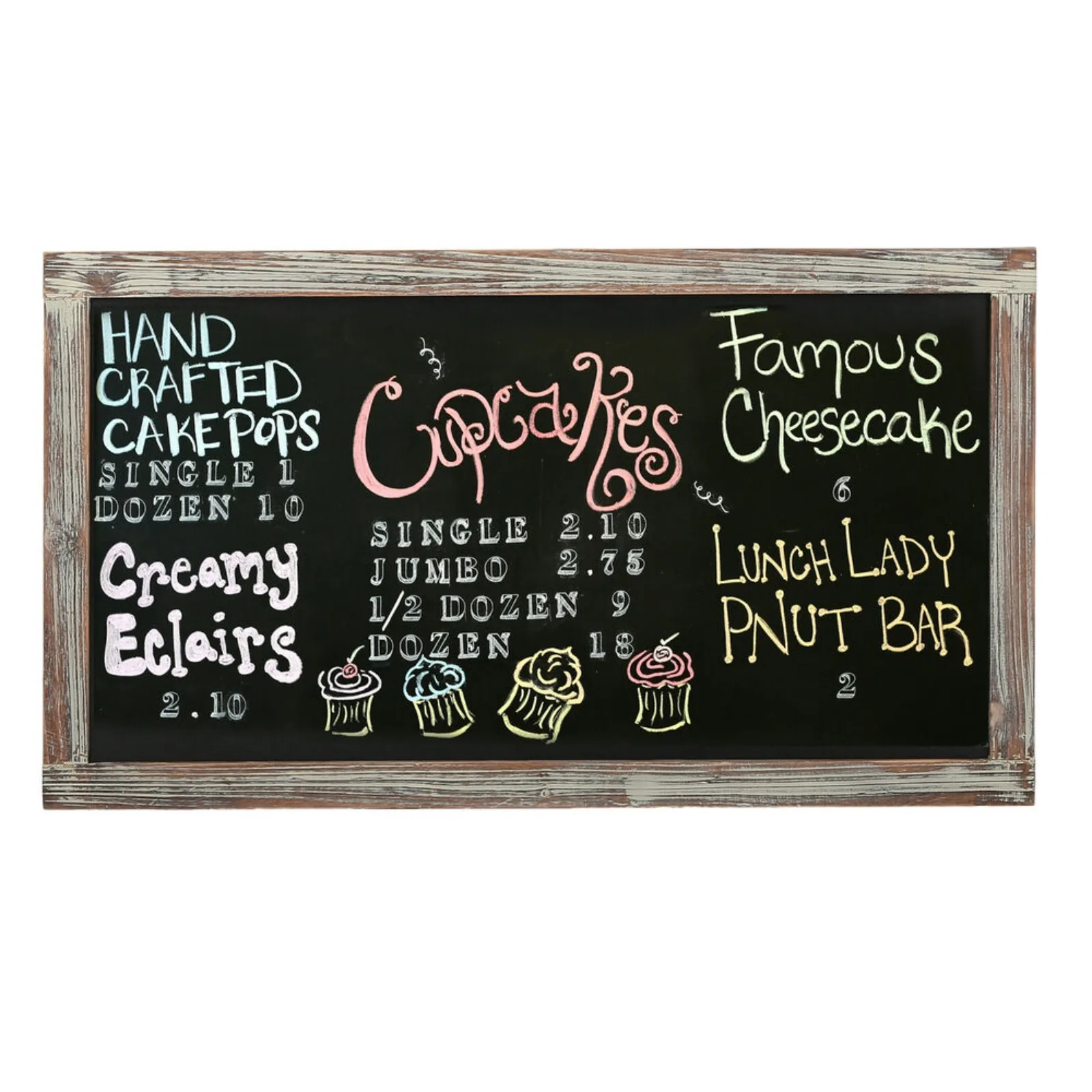 35-Inch Wall-Mounted Chalkboard, Hanging Torched Wood Frame Message Board United States