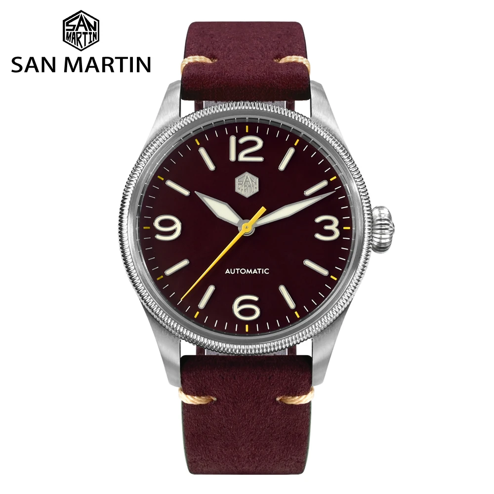 San Martin 38.5Mm Nh35 Pilot Watch For Men Watch Orologio Da Polso Impermeabile Retro Sport Luminoso 10Bar Montre Homme Misura Sn0033-1