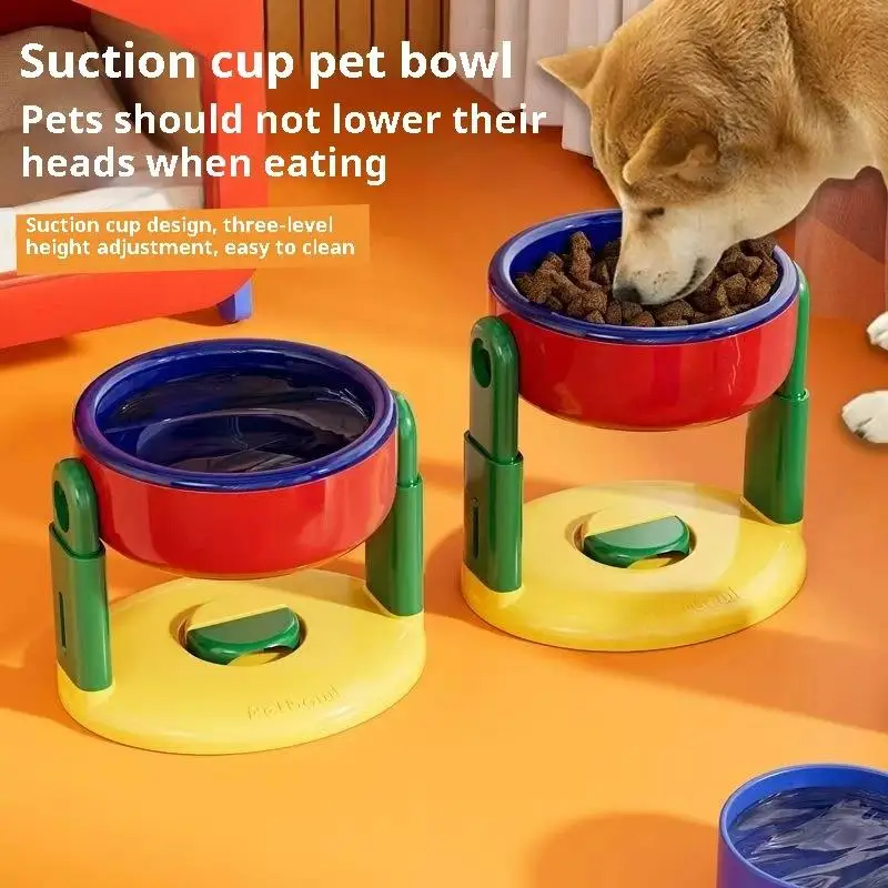 Pet Feeder Slow Feed Bowls Double Bowls Foldable with 3 Adjustable Height Suitable for Pets of Different Heights Water Feeding 2