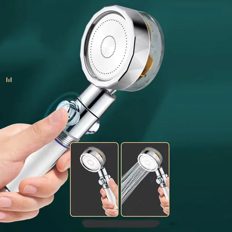 Shower Head Bathroom Accessories Turbo Propeller Water Saving High Preassure Showerhead Rainfall With Fan |