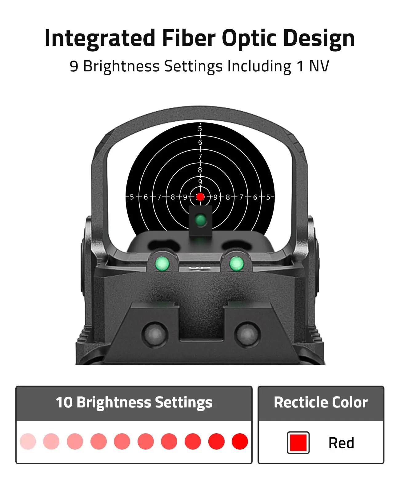 MidTen WolfCovert Motion Awake Red Dot Sight RMS RMSC MOS 2MOA Open Sight Shockproof Adapter Plate 21mm Picatinny Base