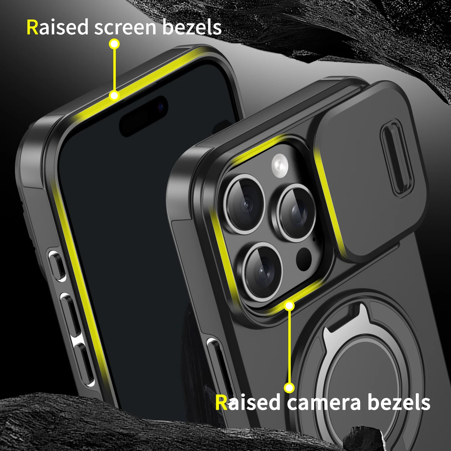 Luxury Armor Magnetic Phone Case with Bracket Holder and Lens Protection