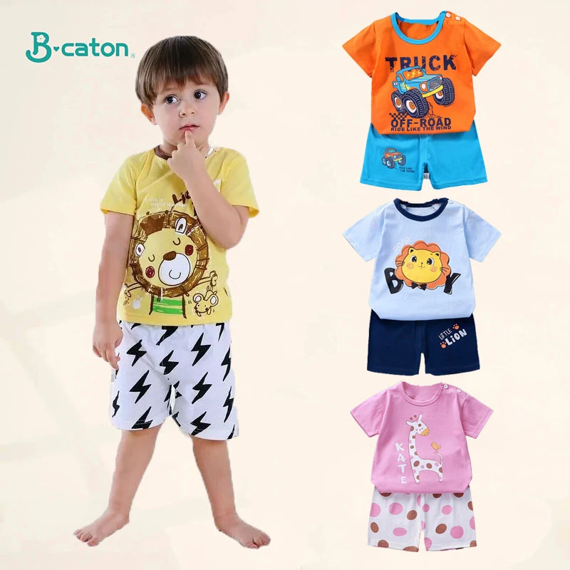  Fashion Kids Clothes Boys Girls Sets Top Shorts 2PCS 100% Cotton Soft Summer Children Baby Cloths T-shirt Shorts Toddler Suit 
