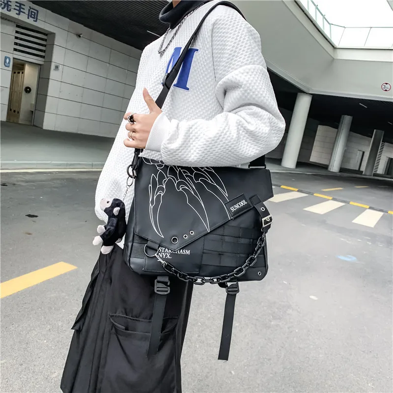 Hip Hop Punk Techwear Crossbody Bag Men Women Multifunction
