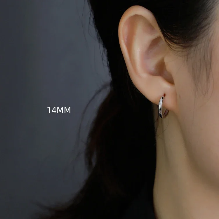 925 Sterling Silver 18K 10/12/14/18mm Round Hoop Earrings Women Classic Fine Jewelry Geometric Accessories