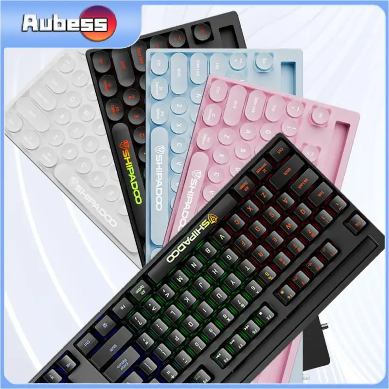 K87V2 유선 발광 미니 발광 키보드, 기계식 느낌 87KEY 키, 펑크 라운드 키 색상
