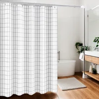 [Minimalist] White lattice shower curtain Shower curtain PEVA material easy to clean bathroom partition curtain