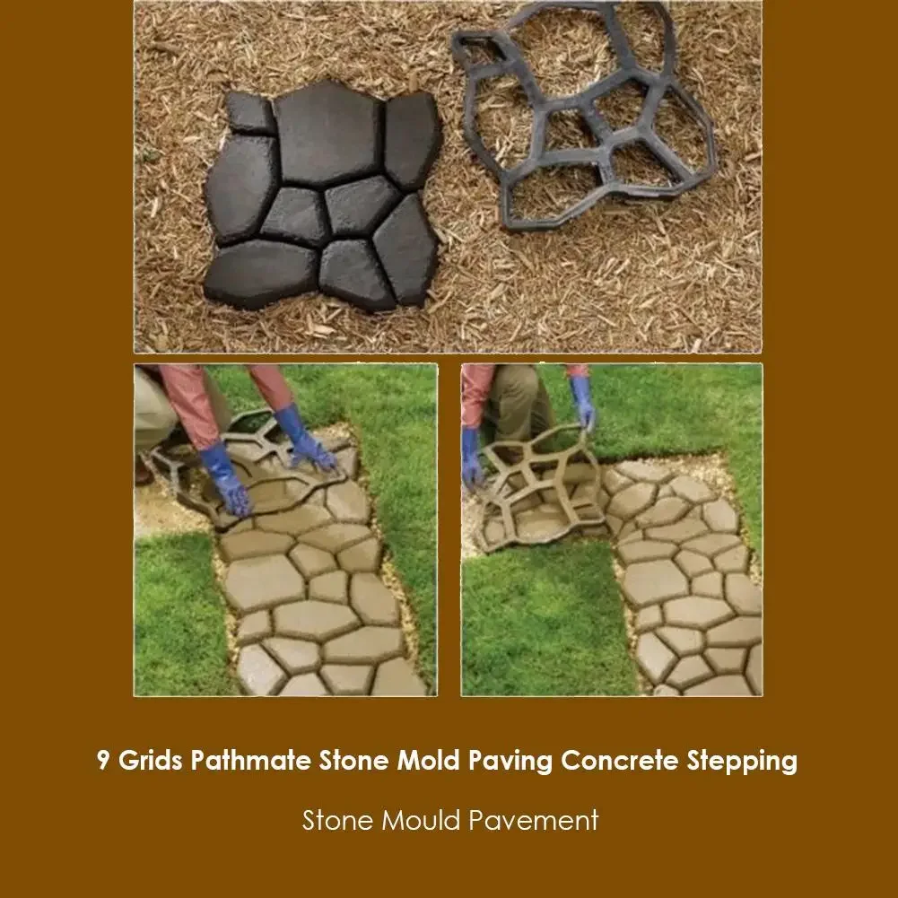 Garden Mold Walk Pavement Reusable DIY Manually Paving Cement Brick Stone Road Concrete Molds Manually Paving Garden Decoration