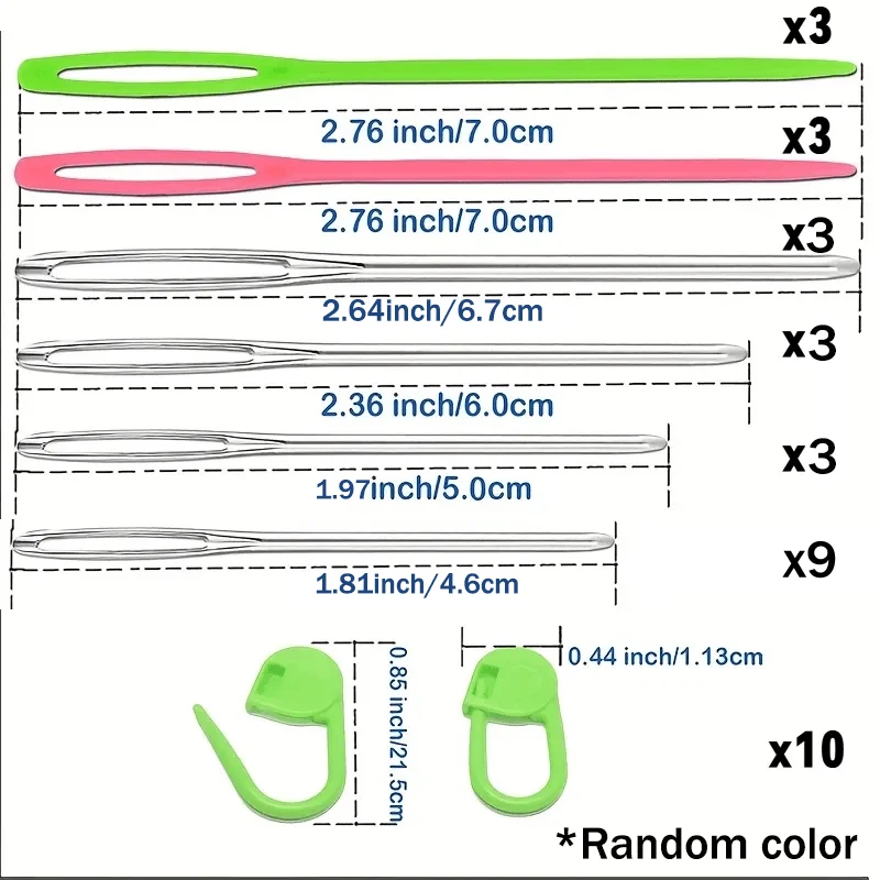 Sewing Knitting Kits Large Eye Blunt Yarn Needles Plastic Weaving Needles Crochet Locking Counter Stitch Markers Tools